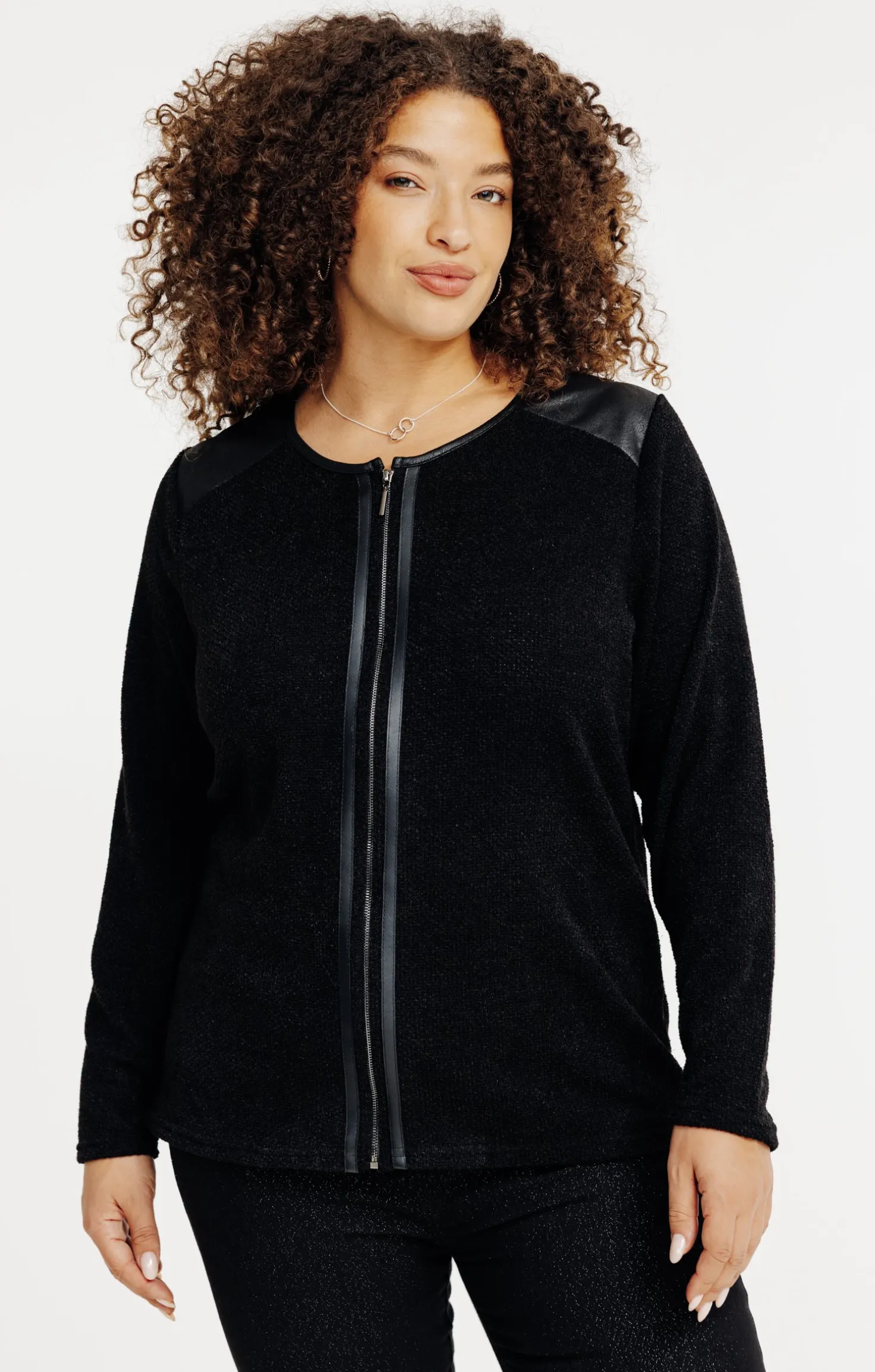 Cardigan uni zippé