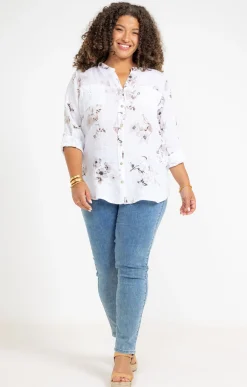 Chemise imprimée avec broderie anglaise