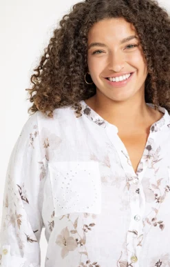 Chemise imprimée avec broderie anglaise