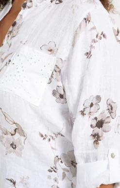 Chemise imprimée avec broderie anglaise