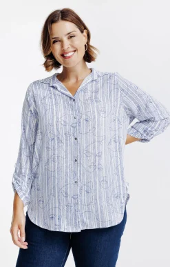 Chemise imprimée viages et rayée