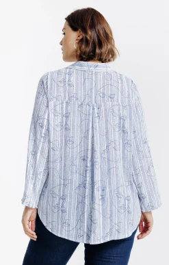 Chemise imprimée viages et rayée