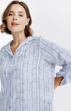 Chemise imprimée viages et rayée