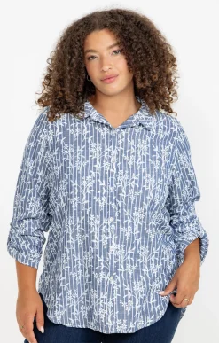 Chemise rayée effet brodé