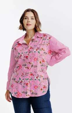 Chemise rayée et imprimé fleuri