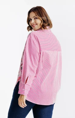 Chemise rayée et imprimé fleuri