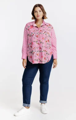 Chemise rayée et imprimé fleuri