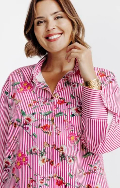 Chemise rayée et imprimé fleuri