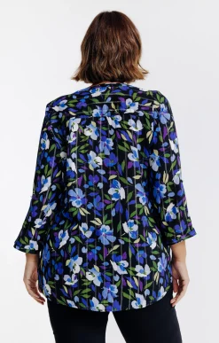 Chemisier imprimé fleuri et fils lurex