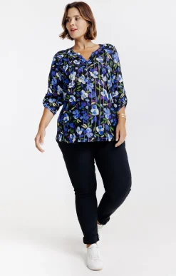 Chemisier imprimé fleuri et fils lurex