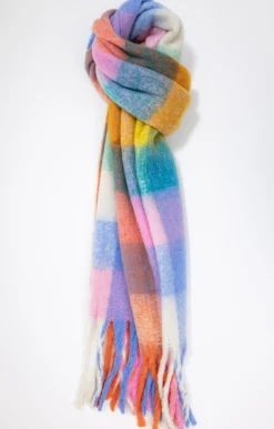 Echarpe chaude à carreaux multicolores