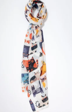 Foulard léger imprimé petits chats