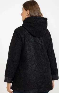 Manteau bi-matière avec capuche