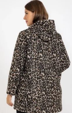 Manteau bouclette imprimé léopard