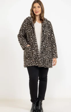 Manteau bouclette imprimé léopard