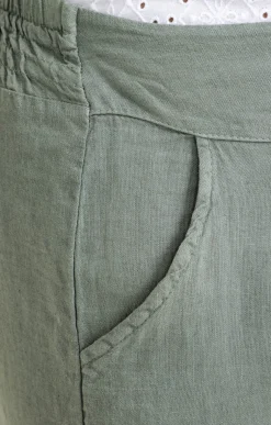 Pantacourt lin viscose brodé