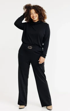 Pantalon large uni à boucle