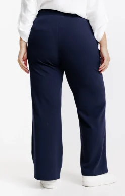 Pantalon large uni bouton ancre