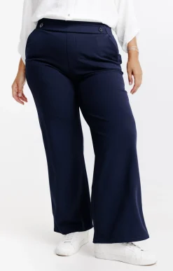 Pantalon large uni bouton ancre