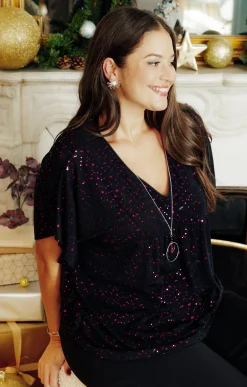 Poncho à sequins avec collier