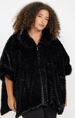Poncho doux fausse fourrure