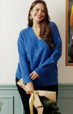 Pull col V avec strass