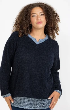 Pull 2-en-1 avec empiècement filet