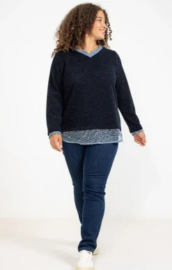 Pull 2-en-1 avec empiècement filet