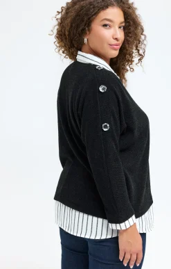 Pull 2-en-1 avec empiècement rayé