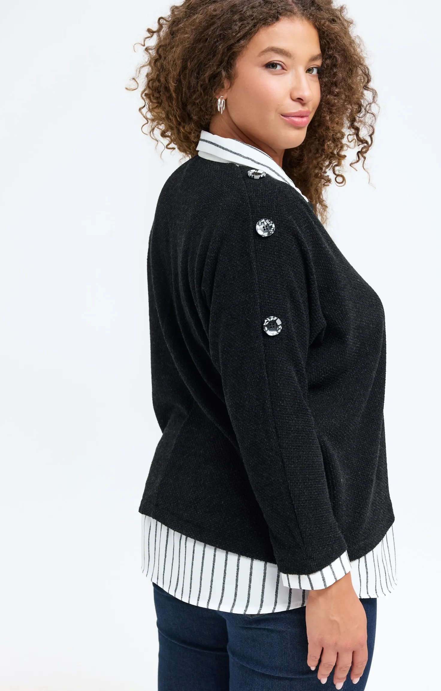 Pull 2-en-1 avec empiècement rayé
