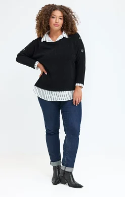 Pull 2-en-1 avec empiècement rayé