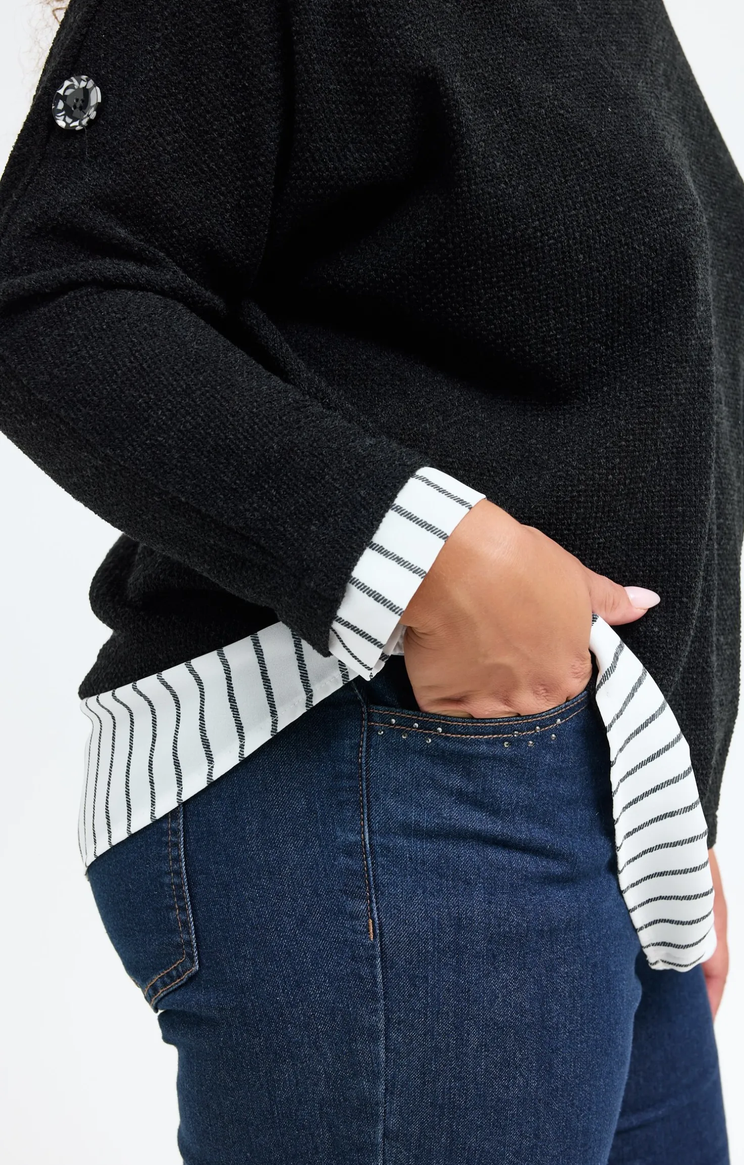 Pull 2-en-1 avec empiècement rayé