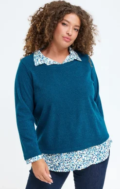 Pull 2-en-1 empiècement fantaisie