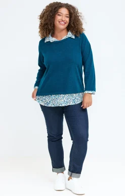 Pull 2-en-1 empiècement fantaisie