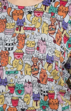 Pull imprimé chat avec strass