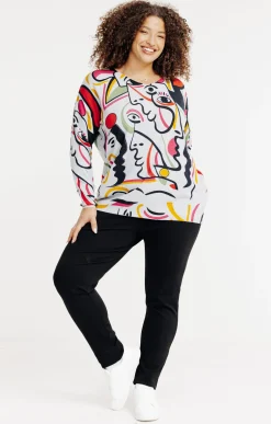 Pull imprimé fantaisie avec strass