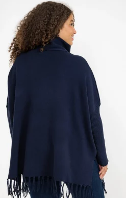Pull poncho avec franges