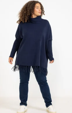 Pull poncho avec franges