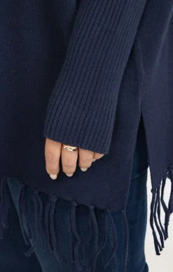 Pull poncho avec franges