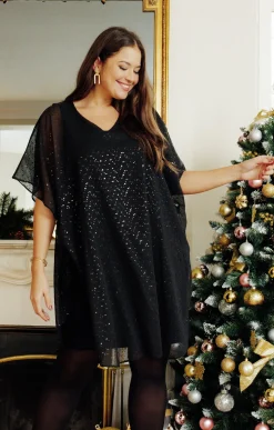 Robe fêtes forme poncho à sequins