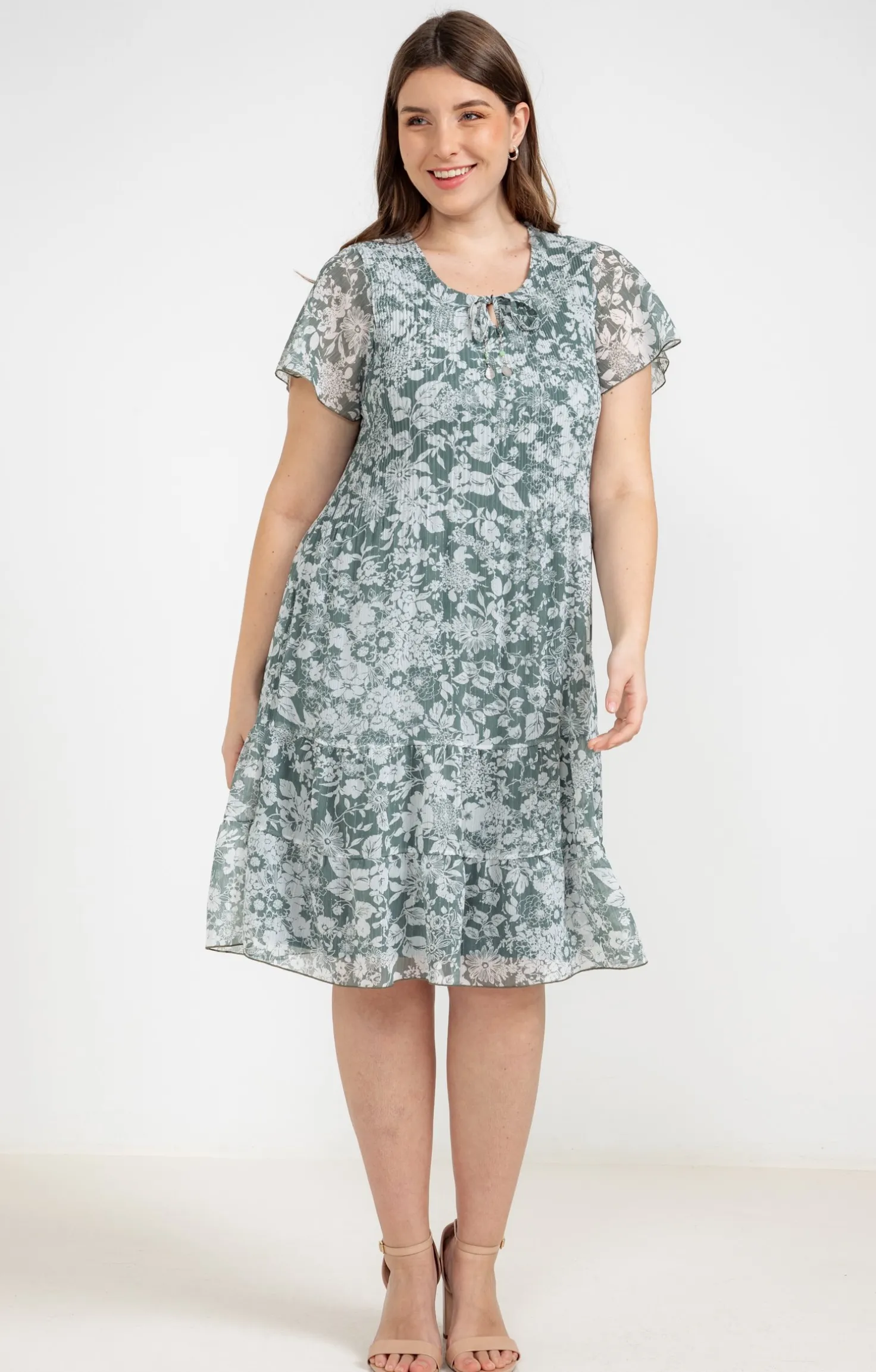 Robe plissée à fleurs