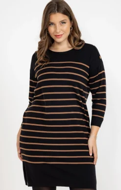 Robe pull maille rayée chic