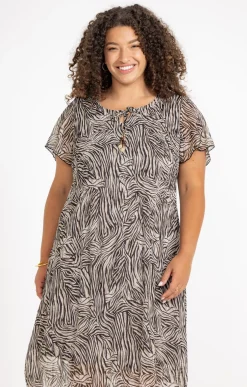 Robe voile lurex imprimé zèbre