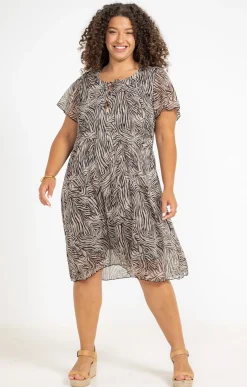 Robe voile lurex imprimé zèbre