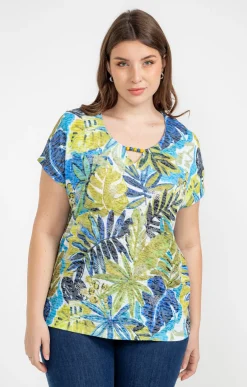 Tee-shirt à imprimé feuillage