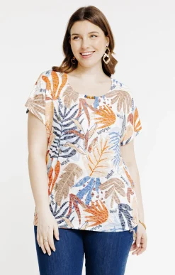 Tee-shirt à imprimé feuilles