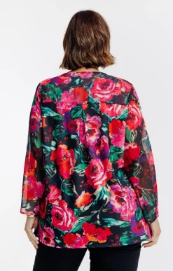 Tee-shirt bi-matière imprimé fleurs