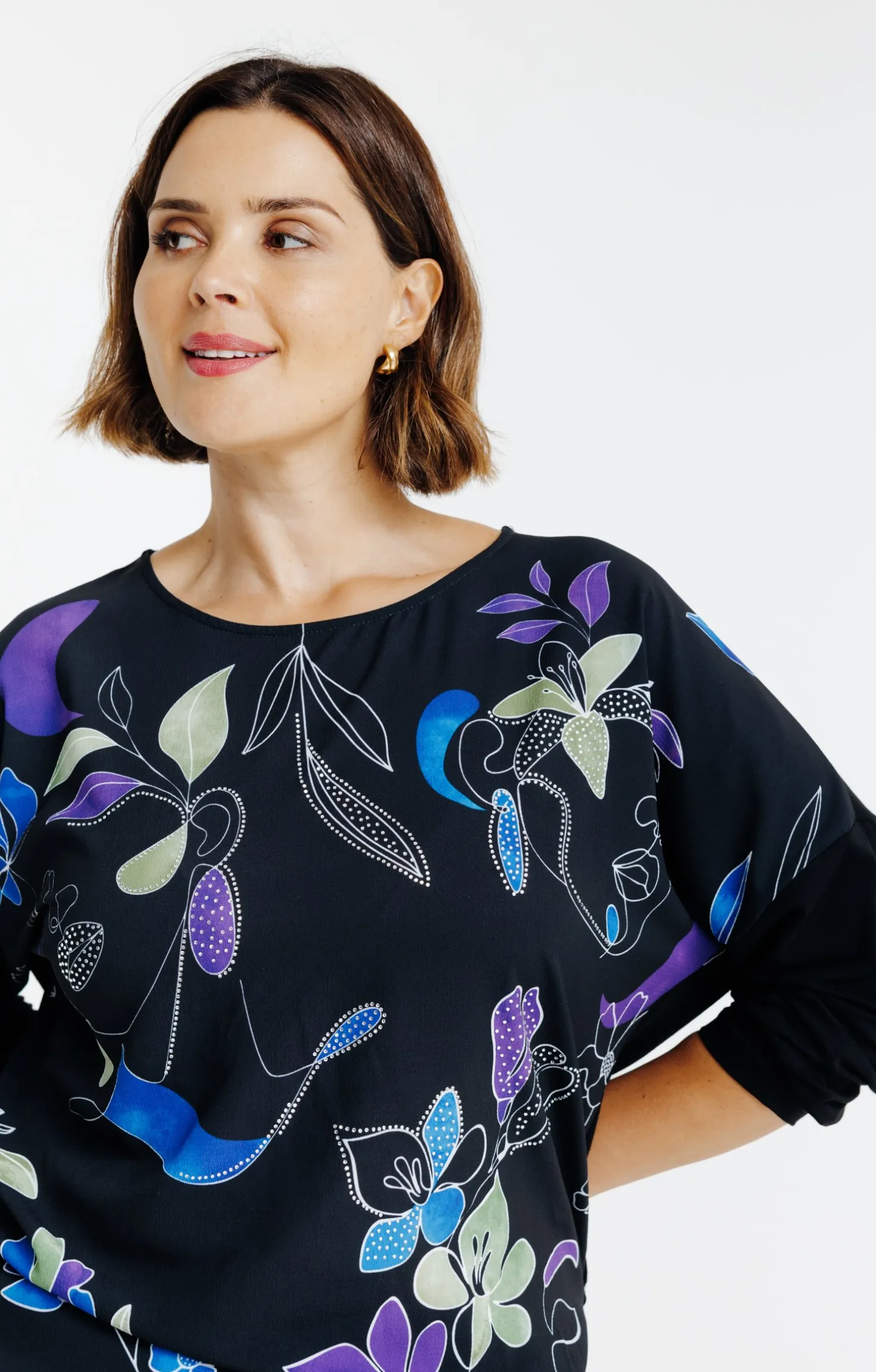 Tee-shirt bi-matière imprimé visages