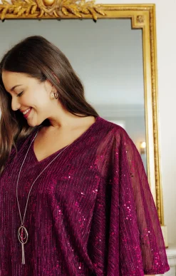 Tee-shirt forme poncho brillant