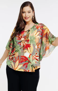 Tee-shirt forme poncho imprimé